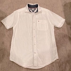 Tommy Hilfiger white linen SS button down shirt, XS